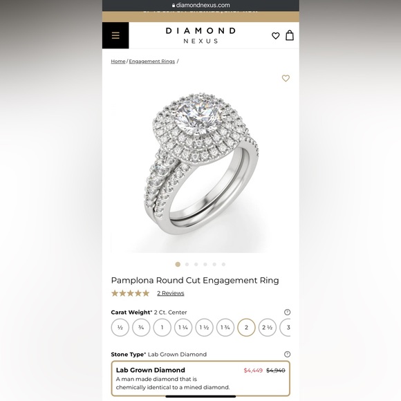 2.4 CT Center Diamond 14k White Gold Engagement Ring and Wedding Band Set - Picture 9 of 14